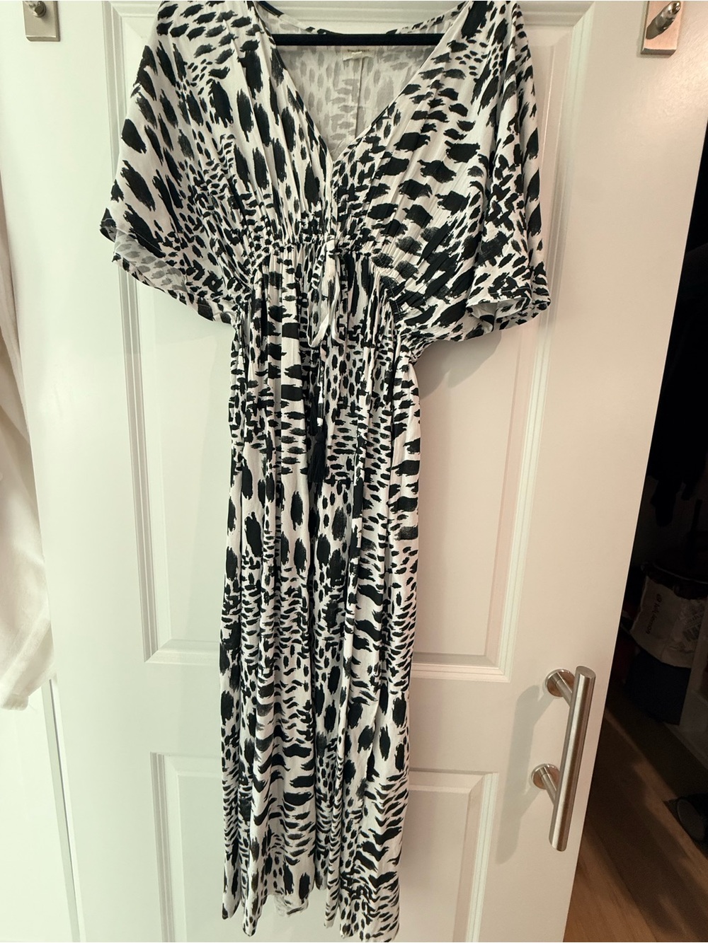 Cost Plus World Market Black and White Animal Print Maxi Dress